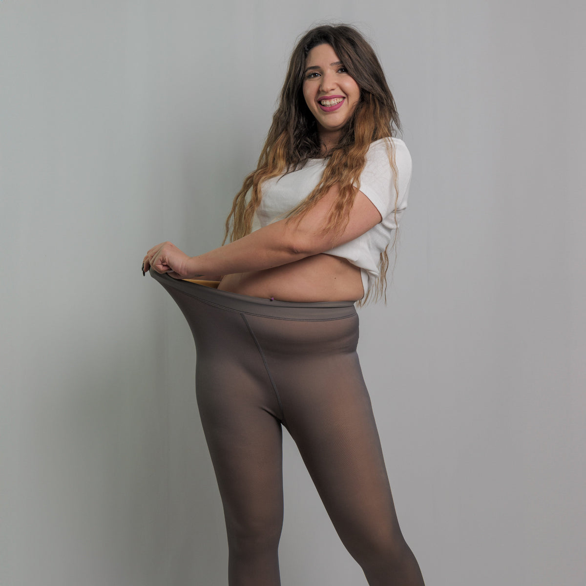 LEGGS - COLLANT POLAIRE TRANSPARENT GRIS
